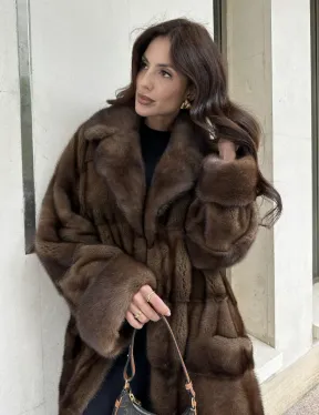 Норковая шуба NAFA соболиного натурального цвета