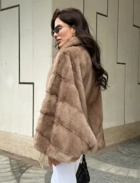 Шуба автоледи из норки цвет бежевый