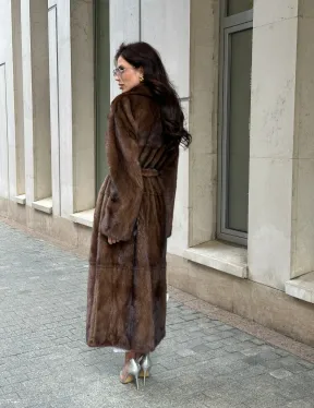 Классическая норковая шуба  натуральный цвет - орех