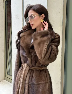 Классическая норковая шуба  натуральный цвет - орех