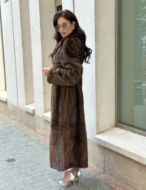 Классическая норковая шуба  натуральный цвет - орех