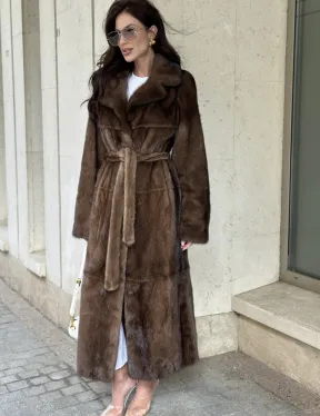 Классическая норковая шуба  натуральный цвет - орех