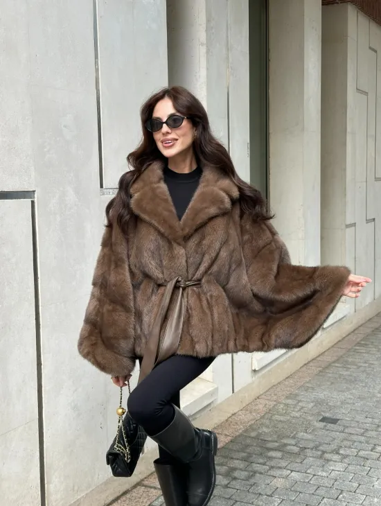 Шуба норковая автоледи - цвет соболь