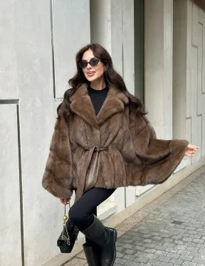Шуба норковая автоледи - цвет соболь