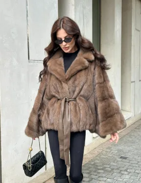 Шуба норковая автоледи - цвет соболь