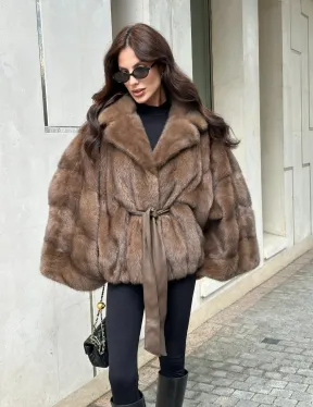 Шуба норковая автоледи - цвет соболь