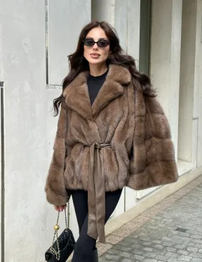 Шуба норковая автоледи - цвет соболь