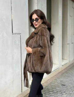 Шуба норковая автоледи - цвет соболь