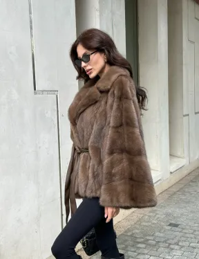 Шуба норковая автоледи - цвет соболь