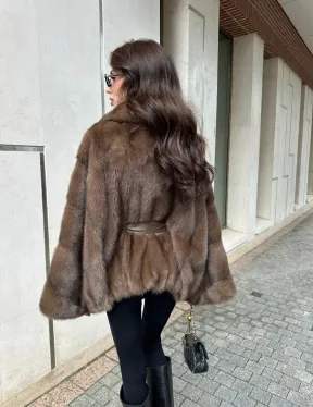 Шуба норковая автоледи - цвет соболь