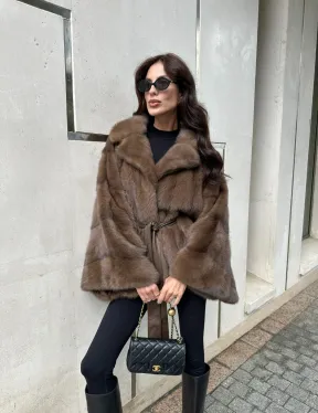 Шуба норковая автоледи - цвет соболь