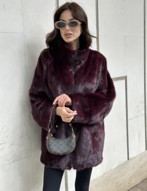 Женская норковая курточка - цвет бордо