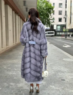 Пальто из голубой норки