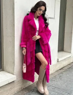 Фуксия шуба из меха аукционной норки