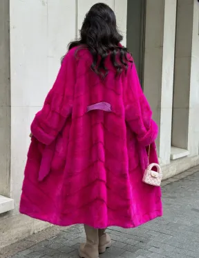 Фуксия шуба из меха аукционной норки