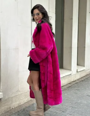 Фуксия шуба из меха аукционной норки