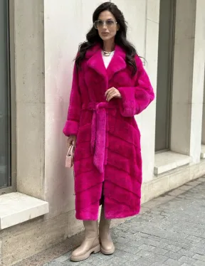 Фуксия шуба из меха аукционной норки