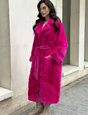 Фуксия шуба из меха аукционной норки