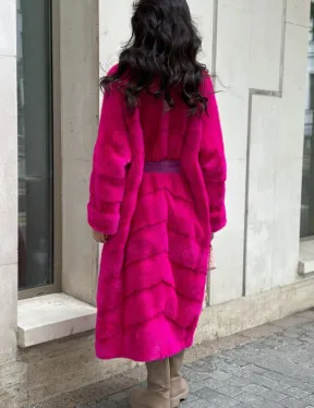 Фуксия шуба из меха аукционной норки