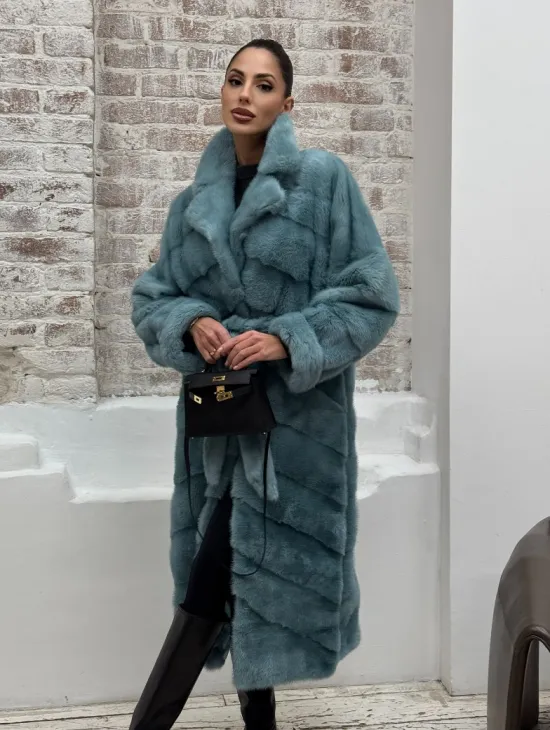 Норковая шуба в цвете TIFFANY