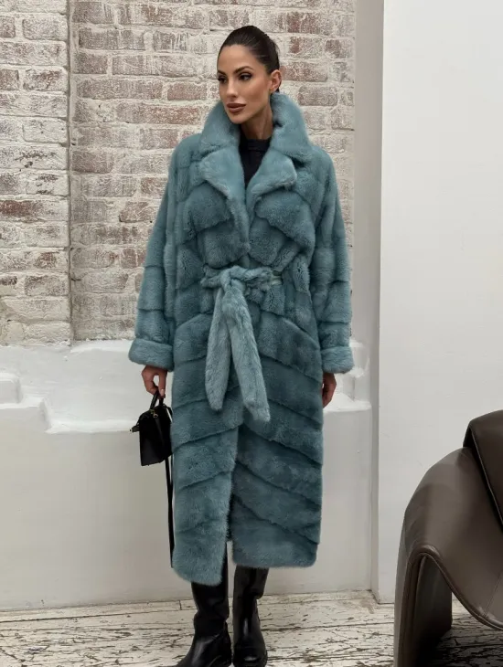 Норковая шуба в цвете TIFFANY