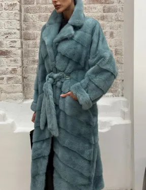 Норковая шуба в цвете TIFFANY