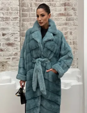 Норковая шуба в цвете TIFFANY