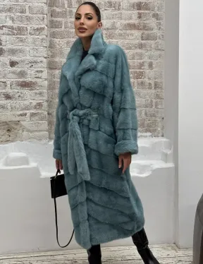 Норковая шуба в цвете TIFFANY