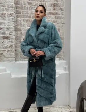 Норковая шуба в цвете TIFFANY