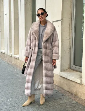 Шуба из импортной плюшевой норки английский воротник - нюд