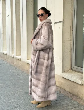 Шуба из импортной плюшевой норки английский воротник - нюд