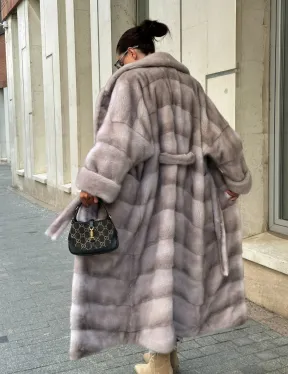 Шуба из импортной плюшевой норки английский воротник - нюд