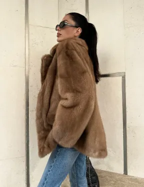 Женский норковый жакет в песочном цвете