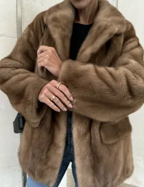 Женский норковый жакет в песочном цвете