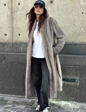 Шуба - пальто в винтажном стиле из скандинавской норки