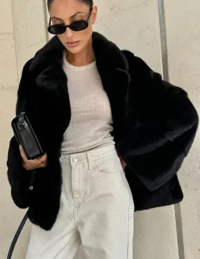 Полушубок из черной норки премиум аукциона - английский воротник